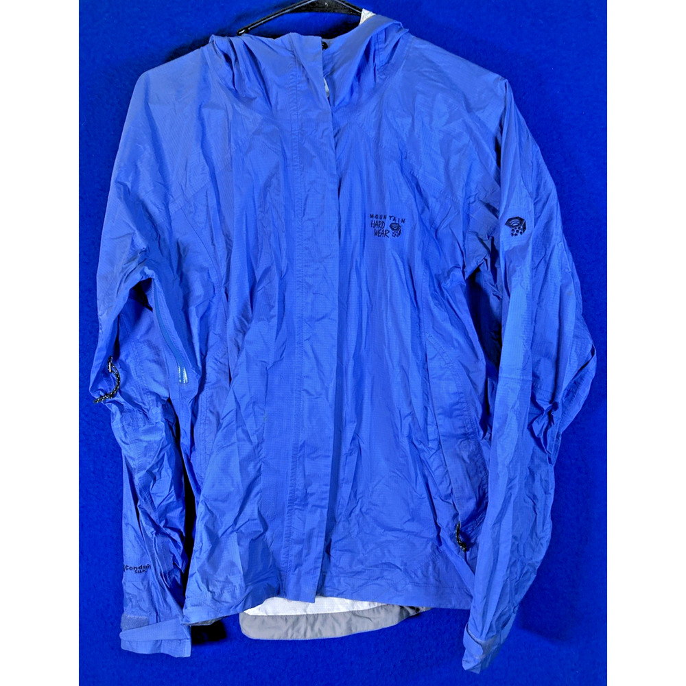 Mountain Hardwear Hooded Rain Jacket Blue Women's Size Medium Windproof Shell